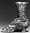 Evening boots, silk, metal, probably French